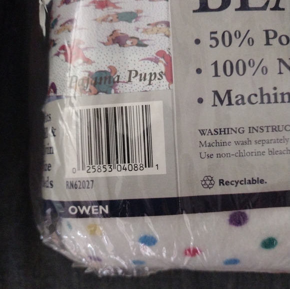 Vintage Pajama Pups Blanket New Old Stock 72” x 90” Twin & Full Size Made in USA - Picture 7 of 8
